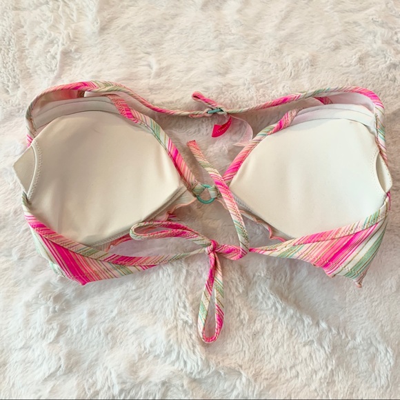 Victorias Secret Gray & Pink Stripe Halter Bikini Top Size 34C - Picture 5 of 9